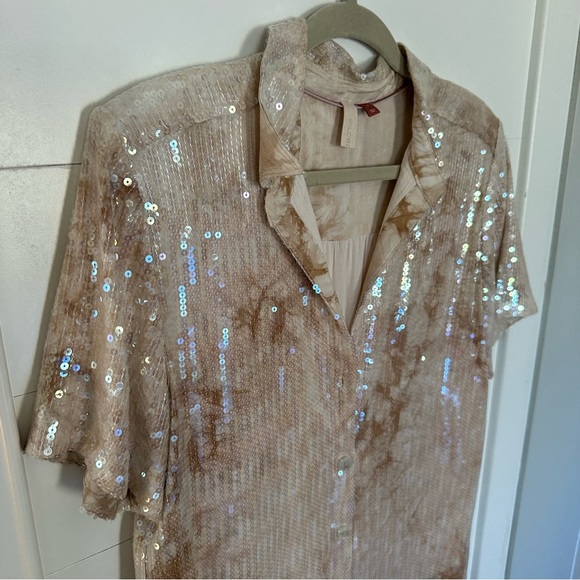 Anthropologie PILCRO Sequin Shirt Dress Size Small - Picture 9 of 10